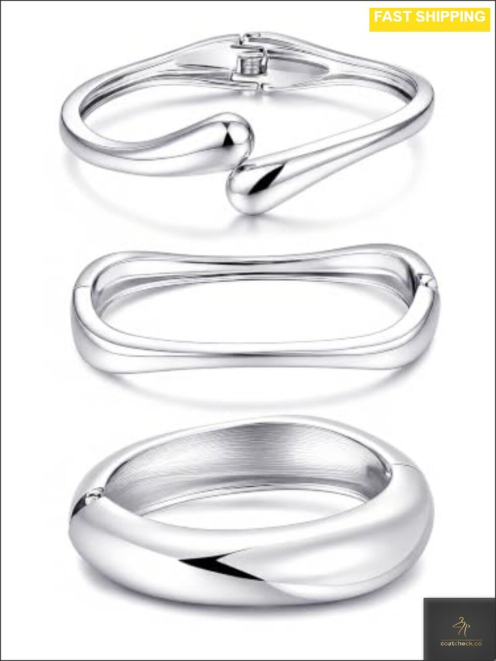 Chunky 14k Gold Plated Stackable Bangle Bracelets Set Statement Cuff